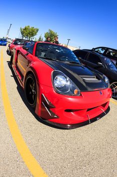 CALGARY CANADA  AUG 9 2015: "Hot Import Nights" car show  , the show is a regular event held each year in Calgary and Vancouver, where specialized imported vehicles on display by the owns.