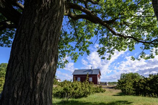 Countryside home with cloudy sky