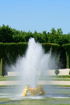Ornamental Fountain flowing  in palace grounds