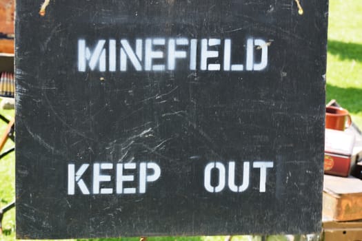 Minefield warning sign