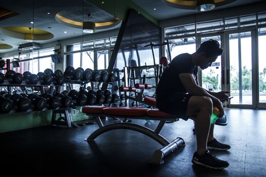 Man is relaxing after exercise