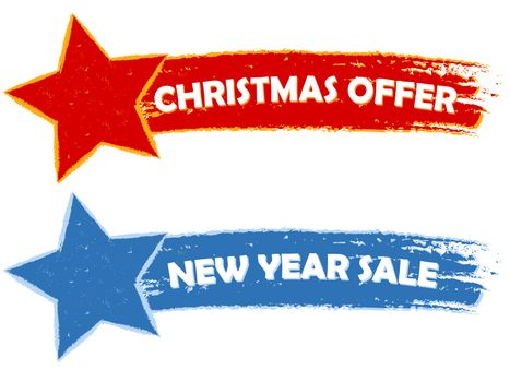 Christmas offer, new year sale - two drawn banners
