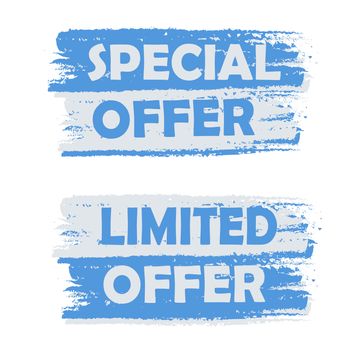 special offer, limited offer - text on blue drawn banner, business concept