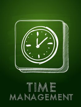 time  management  with clock - chalk text and icon over blackboard