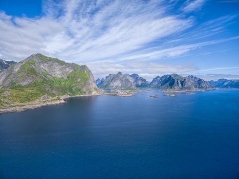 Picturesque view of Lofoten islands coastline in Norway