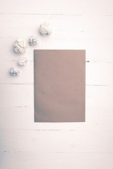 brown paper and crumpled on white table vintage style