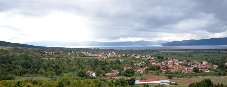 picture of a lake prespa, macedonia, panorama