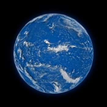 Pacific Ocean on blue planet Earth isolated on black background. Highly detailed planet surface. Elements of this image furnished by NASA.