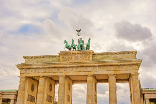 Berlin, Germany - October 28, 2013: Brandenburger Tor (Brandenburg Gate) of Berlin. The triumphal arch is one of the best-known landmarks of Germany.