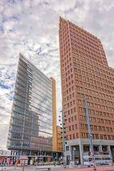 Berlin, Germany - October 28, 2013: Potsdamer Platz square - Kollhoff Tower - financial district of Berlin, Germany.