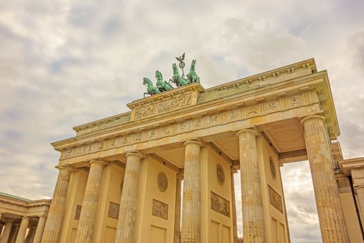 Berlin, Germany - October 28, 2013: Brandenburger Tor (Brandenburg Gate) of Berlin. The triumphal arch is one of the best-known landmarks of Germany.