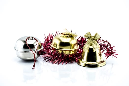 Bell and Christmas Garland isolated on white background, christmas object