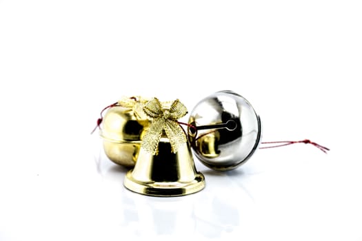 Bell and Christmas Garland isolated on white background, christmas object