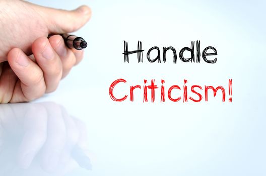 Handle criticism text concept isolated over white background
