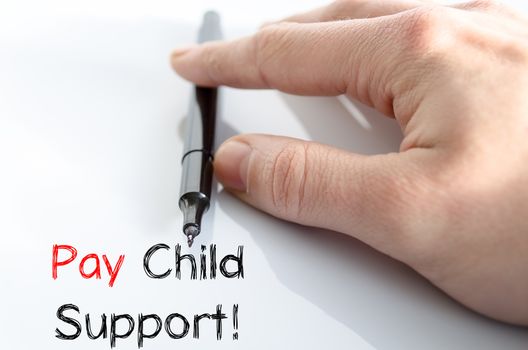 Pay child support text concept isolated over white background
