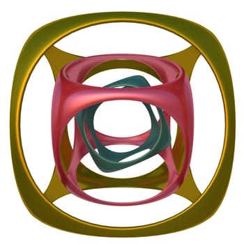 abstract wireframe geometrical figure consisting of three pieces