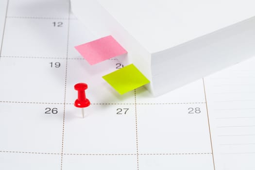 pin on White Calendar Closeup shot
