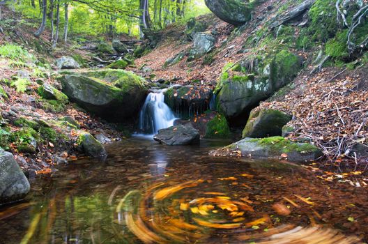 beautiful waterfall scene, ukraine carpathian shipot waterfall