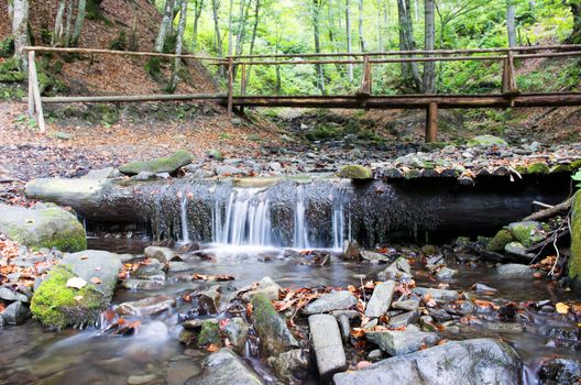 beautiful waterfall scene, ukraine carpathian shipot waterfall