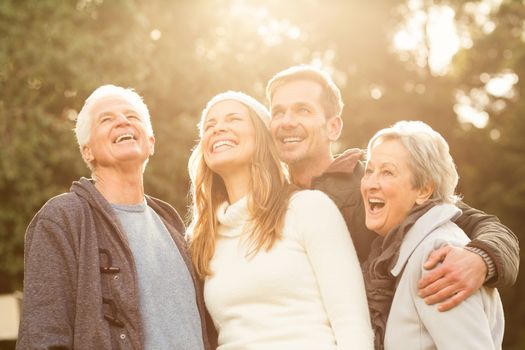 Portrait of a smiling family on an autumns day