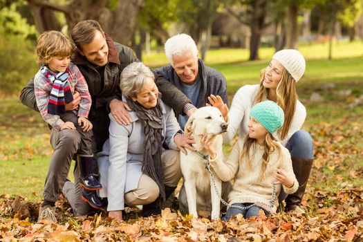 Portrait of an extended family on an autumns day