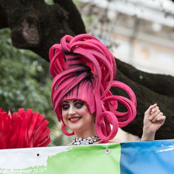 ROME, ITALY - JUNE 13, 2015: Rome hosts a popular Pride celebration - Rome Gay Pride on June 13, 2015.  Rome Gay Pride parade takes place on this day, drawing thousands of spectators and participants 