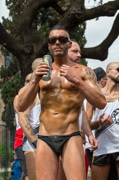 ROME, ITALY - JUNE 13, 2015: Rome hosts a popular Pride celebration - Rome Gay Pride on June 13, 2015.  Rome Gay Pride parade takes place on this day, drawing thousands of spectators and participants 