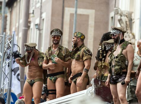 ROME, ITALY - JUNE 13, 2015: Rome hosts a popular Pride celebration - Rome Gay Pride on June 13, 2015.  Rome Gay Pride parade takes place on this day, drawing thousands of spectators and participants 