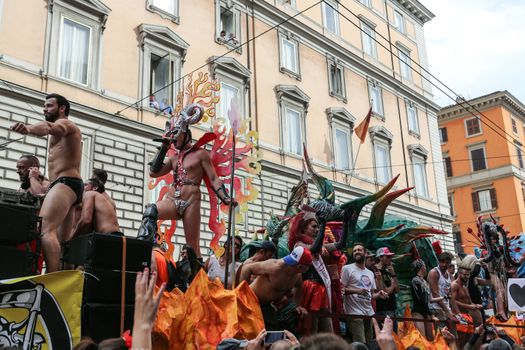 ROME, ITALY - JUNE 13, 2015: Rome hosts a popular Pride celebration - Rome Gay Pride on June 13, 2015.  Rome Gay Pride parade takes place on this day, drawing thousands of spectators and participants 