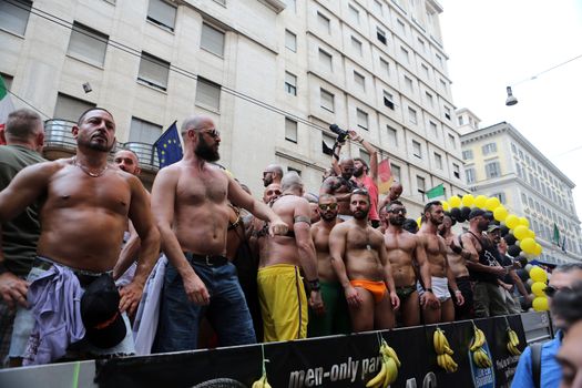 ROME, ITALY - JUNE 13, 2015: Rome hosts a popular Pride celebration - Rome Gay Pride on June 13, 2015.  Rome Gay Pride parade takes place on this day, drawing thousands of spectators and participants 