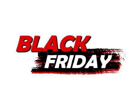 black friday sale banner - text in red black drawn label, business seasonal shopping concept