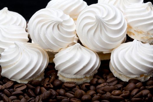 French vanilla meringue cookies and  coffee beans