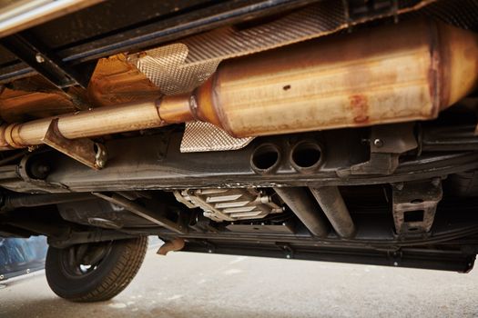View from the bottom of a modern car