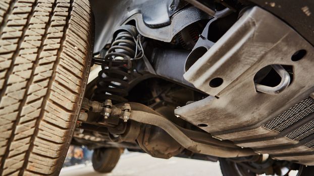 View from the bottom of a modern car