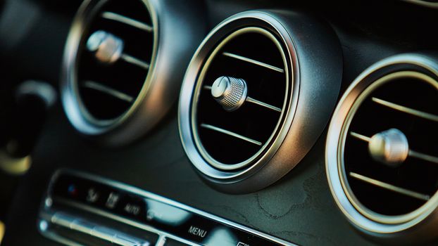 Luxury car interior details. The Shallow dof 