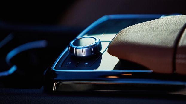 Luxury car interior details. The Shallow dof 