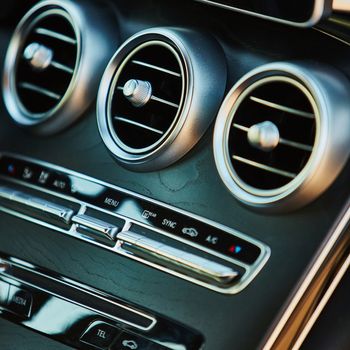 Luxury car interior details. The Shallow dof 