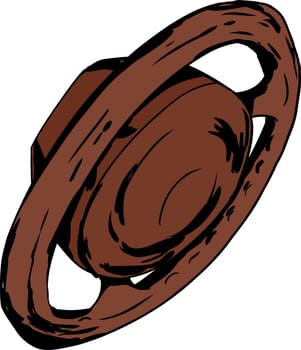 Brown cartoon steering wheel on isolated background