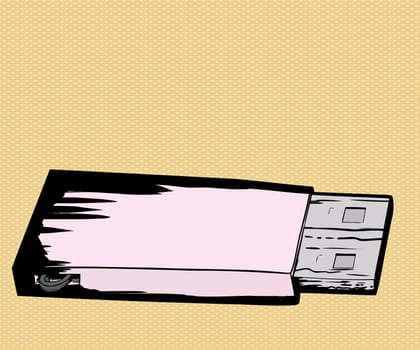 Illustration of single pink USB flash drive