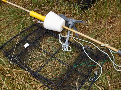 Fishing gear ready for some outdoors activity     