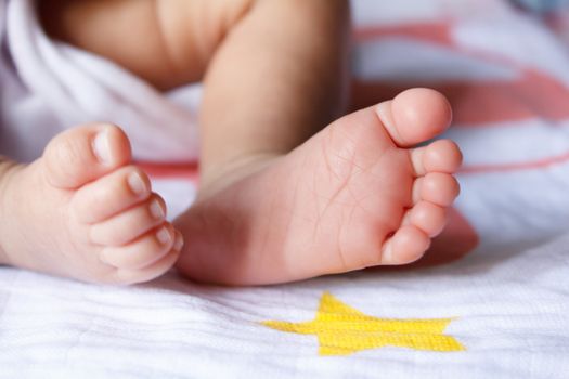 Closeup of newborn baby feet