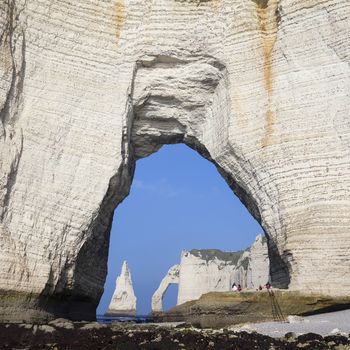 Chalk cliffs at Cote d'Albatre (Alabaster Coast). Etretat, France