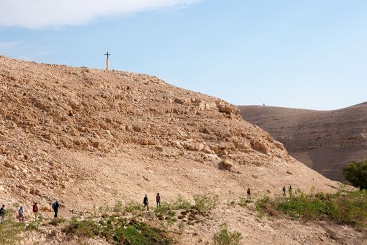 Wadi celt judean desert monastery cross