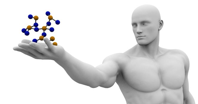 Medical Science Technology with Scientist Holding Molecule