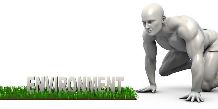 Green Environment Concept with Man Looking Closely to Verify