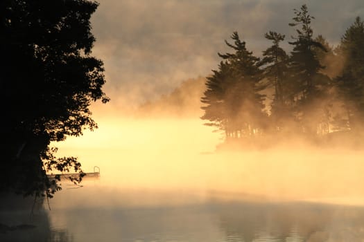 Sunrise Lang Lake late summer morning light