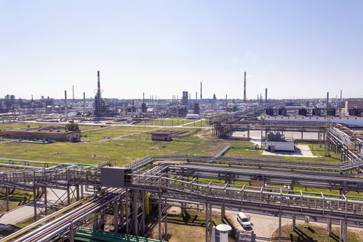 Industrial landscape of refinery at summer day