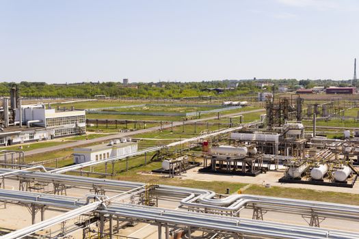 Industrial landscape of refinery at summer day