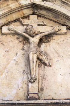 Architectural detail - Crucifixion - Jesus Christ on the Cross, Litovel city, Czech republic