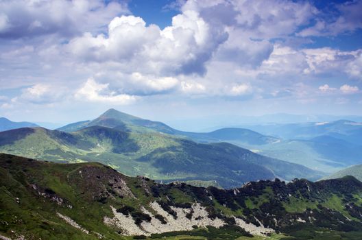 evening mountain plateau landscape (Carpathian, Ukraine) 